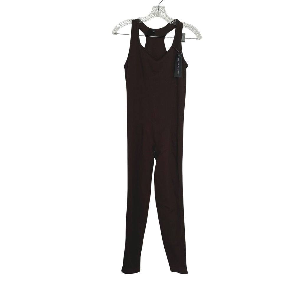 Savage X Fenty Ribbed Full Length Catsuit Espresso Brown Racerback 2X NWT